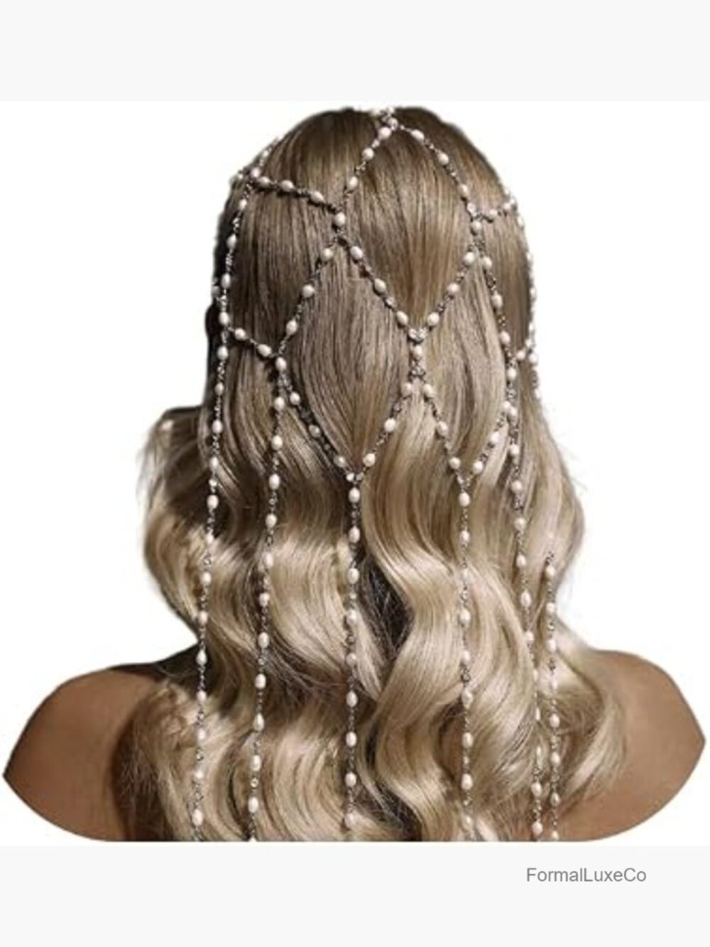 Multi-Layered Pearl Tassel Hair Chain Headpiece Bridal Wedding Hairband